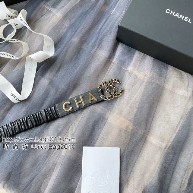 Chanel女士皮帶 香奈兒cc經典logo扣精品彈力扣腰帶  jjp1155